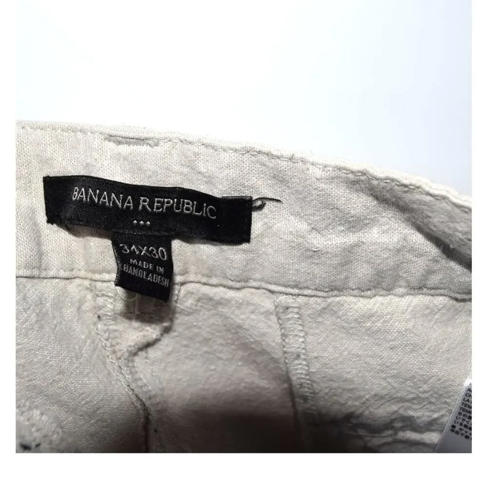 Banana Republic Slim Linen Blend Chino Pants Men's 34x30 Light Oatmeal